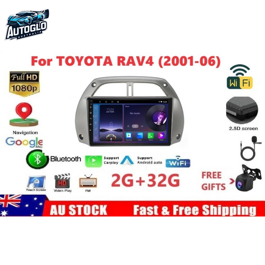 Autoglo Australia 9" (2G+32G) GPS BT WiFi CARPLAY ANDROID Stereo For TOYOTA RAV4 (2001-06)