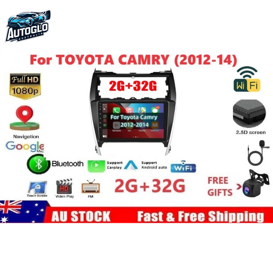 Autoglo Australia 10" CARPLAY ANDROID 13 2G+32G GPS BT WiFi Stereo for TOYOTA CAMRY (2012-14)