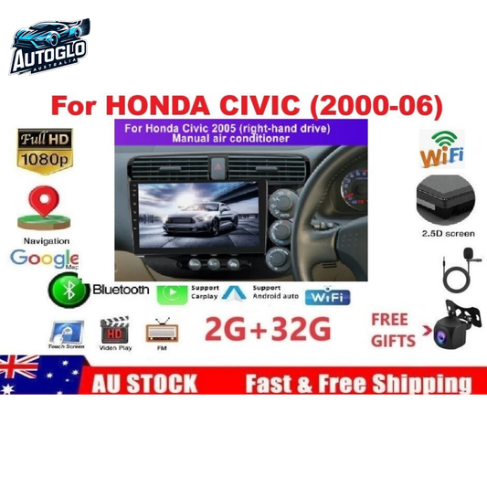 Autoglo Australia 9" (2GB+32G) Android Carplay BT GPS WiFi Stereo for HONDA CIVIC (2000-06)