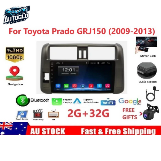 Autoglo Australia 9" (2G+32G) GPS BT WiFi CARPLAY ANDROID Stereo For Toyota Prado 150 (2009-2013)