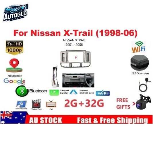 Autoglo Australia 9" (2GB+32G) Android Carplay BT GPS Stereo for NISSAN X-Trail (1998-06)