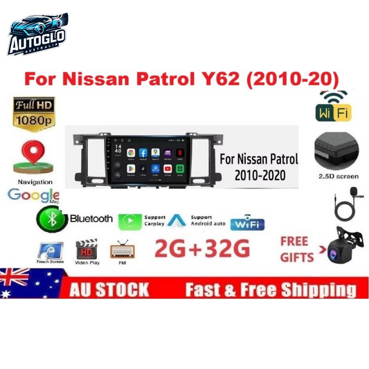 Autoglo Australia 9" Android Carplay Stereo for NISSAN PATROL Y62 ST-L/ TI 2GB+32G (2010-20)