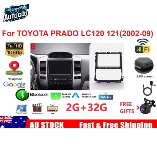 Autoglo Australia 9" CarPlay Android 13 GPS BT Stereo For TOYOTA PRADO LC120 (2002-10) 2GB+32GB