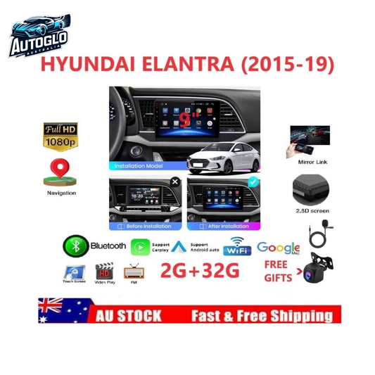 Autoglo Australia 9" CarPlay Android For HYUNDAI ELANTRA (2015-19) GPS BT WiFi (2GB+32GB)