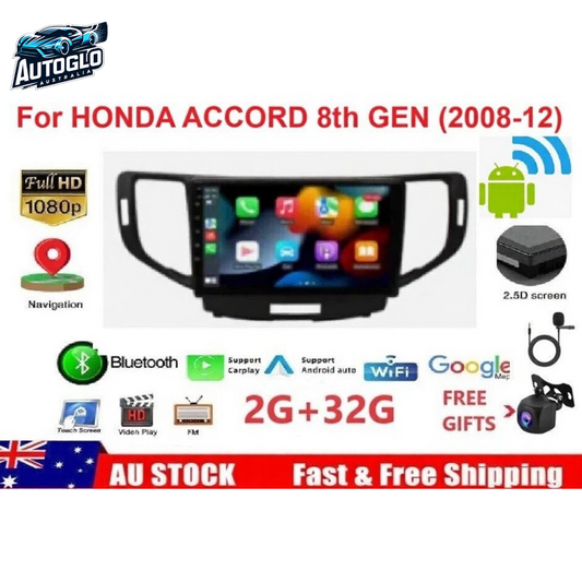 Autoglo Australia 9" CarPlay Android 13 GPS BT WiFi Stereo For HONDA ACCORD 8th 2GB+32GB (2008-12)