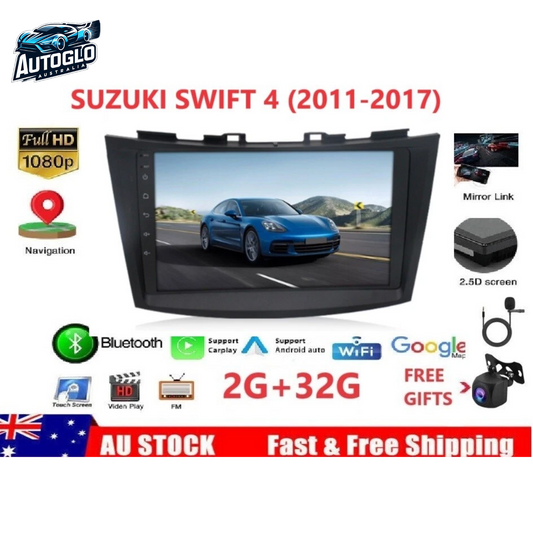 Autoglo Australia 9" (2G+32G) GPS BT WiFi CARPLAY ANDROID Stereo For SUZUKI SWIFT (2010-17)