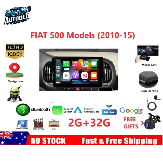 Autoglo Australia 10.1" Android Carplay GPS BT WiFi Stereo for FIAT 500 (2GB+32GB) 2010-15