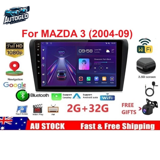 Autoglo Australia 9" CarPlay Android 13.0 BT GPS WiFi Stereo For MAZDA 3(2004 -09) 2GB+32GB