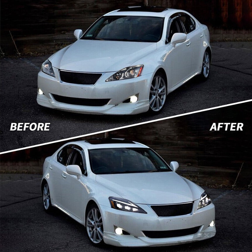 LED Projector Headlights For 2006-2013 Lexus IS250 IS350 ISF Dynamic Blue DRL