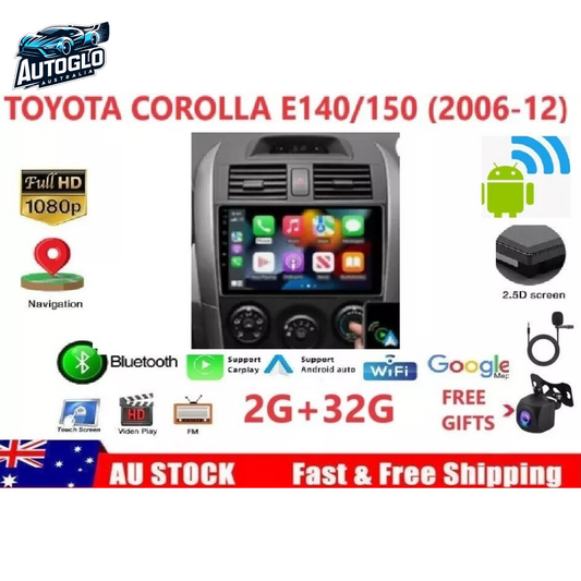 Autoglo Australia 9" CarPlay Android 13 GPS BT WiFi Stereo for TOYOTA COROLLA 2GB+32GB (2006-13)
