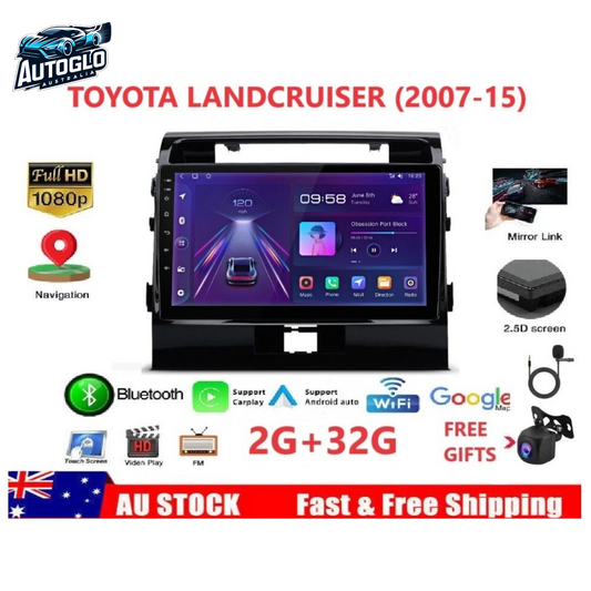 Autoglo Australia 10.1" Carplay Android 13 GPS BT Stereo for TOYOTA LANDCRUISER (2+32GB) 2007-15