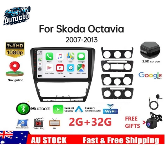 Autoglo Australia 9" Android Carplay Stereo BT GPS for Skoda Octavia 2 A5 (2007-13) 2GB+32G