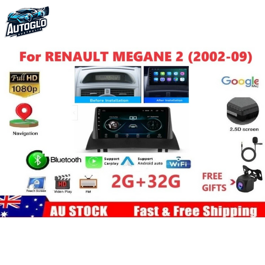 Autoglo Australia 9" (2GB+32G ) Android Carplay BT GPS Stereo for RENAULT MEGANE 2 (2002-09)
