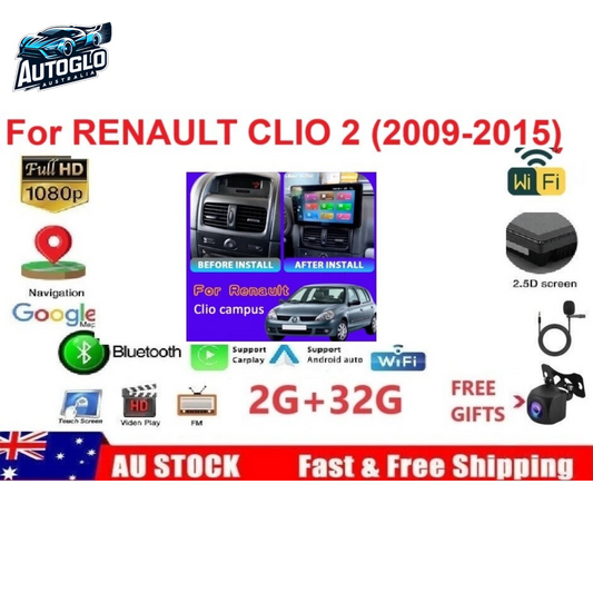 Autoglo Australia 9" Android 13 Carplay Stereo BT GPS for RENAULT CLIO 2 (2009-2015)