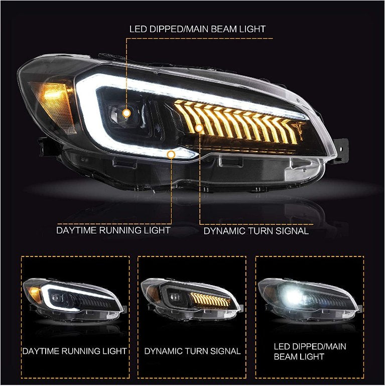 LED Headlights For 2015-2021 Subaru WRX /WRX STI Dynamic Animation Front Lamp