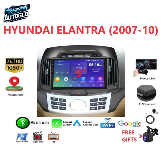 Autoglo Australia 9" CarPlay Android For HYUNDAI ELANTRA (2007-10) GPS BT WiFi 2GB+32GB Android11