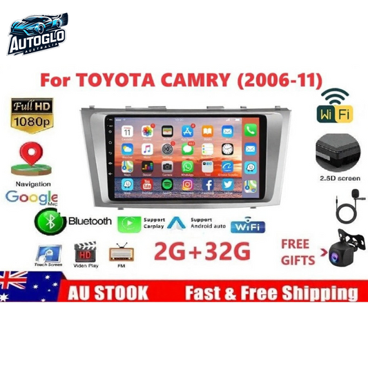 Autoglo Australia 9" (2G+32G) GPS BT WiFi CARPLAY ANDROID 13 Stereo For TOYOTA CAMRY (2006-11)