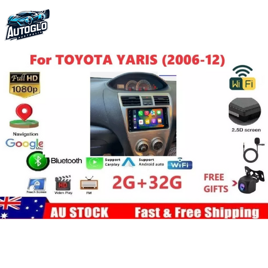 Autoglo Australia 9" (2G+32G) GPS BT WiFi CARPLAY ANDROID Stereo For TOYOTA YARIS (2006-12)