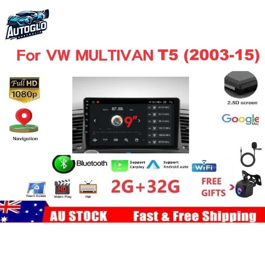 Autoglo Australia 9" (2G+32G) GPS BT WiFi CARPLAY Stereo For VW Volkswagen Multivan T5(2003-15)