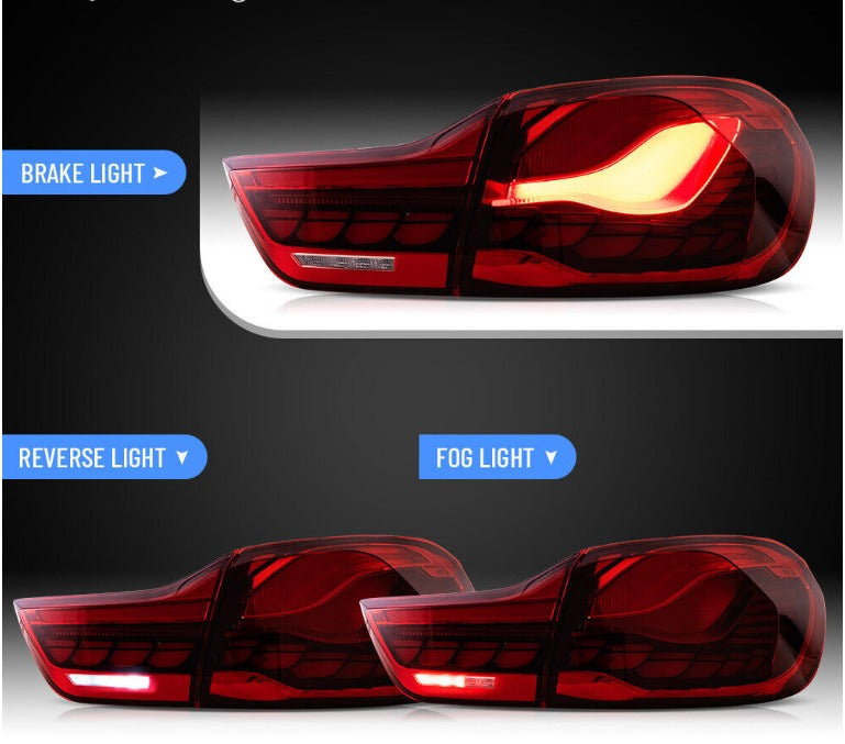 VLAND LED Tail Lights for BMW M4 F82, F83, F32, F36 (2013-2020), sleek design with red lens