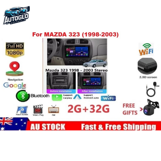 Autoglo Australia 9" CarPlay Android GPS BT WiFi Stereo For MAZDA 323 (1998-03) 2GB+32GB