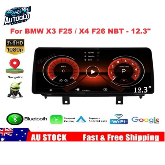 Autoglo Australia BMW X3 F25 X4 F26 12.3" XL FHD Carplay Android BT GPS 4G Auto Stereo (NBT only)