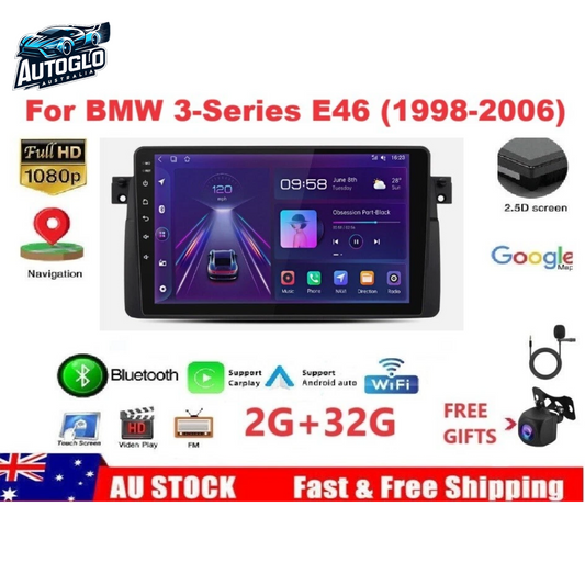 Autoglo Australia 9" (2G+32G) GPS BT WiFi CARPLAY ANDROID 13 Stereo BMW 3 Series E46 (1998-2006)