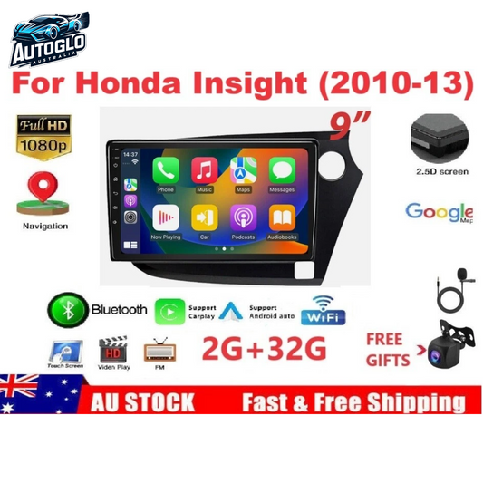 Autoglo Australia 9" (2G+32G) GPS BT WiFi CARPLAY ANDROID 13 Stereo For HONDA INSIGHT (2010-13)