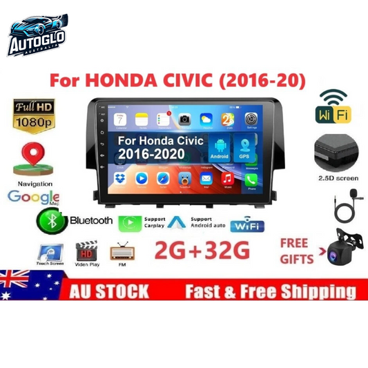 Autoglo Australia 9" (2G+32G) GPS BT WiFi CARPLAY ANDROID STEREO AUTO For HONDA CIVIC (2015-20)