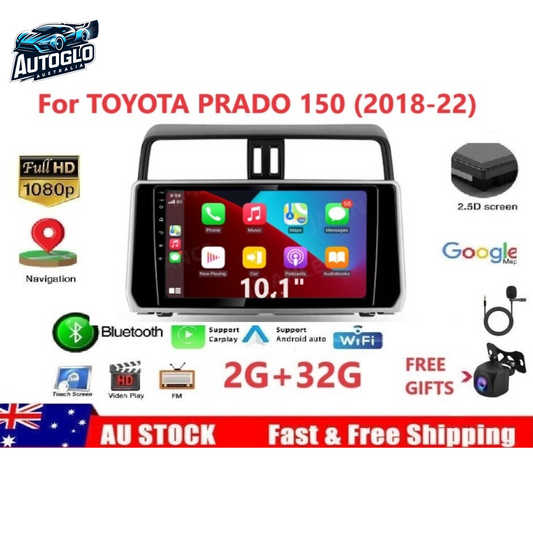 Autoglo Australia 10.1" Carplay Android 2GB+32GB BT GPS NAVI Stereo for TOYOTA PRADO 150 (2020-23)