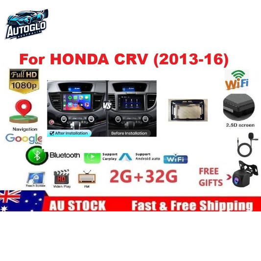 Autoglo Australia 9" Carplay Android BT GPS 2+32G Stereo for HONDA CRV (2013-16)+Rev. Cam-Gifts