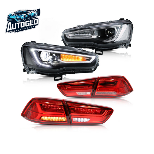 VLAND Dual Beam Projector Headlights and Taillights for Mitsubishi Lancer  2008-2018
