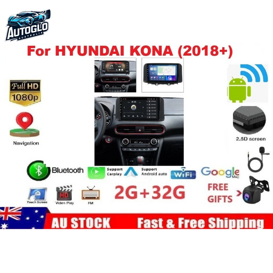 Autoglo Australia 9" CarPlay Android 13 GPS BT WiFi Stereo For HYUNDAI KONA (2018+) 2GB+32GB