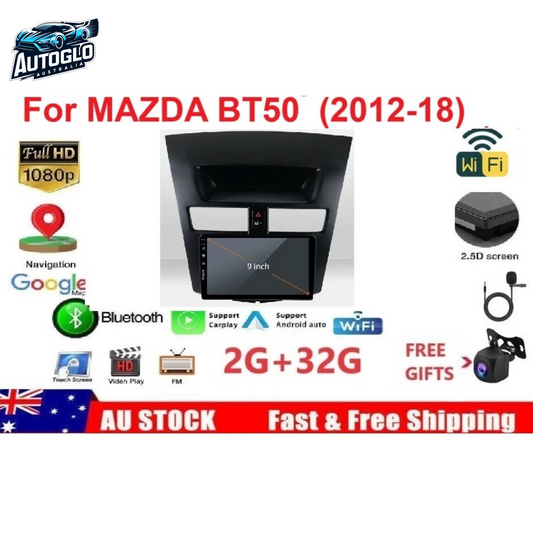 Autoglo Australia 9" CarPlay Android 13 GPS BT WiFi Stereo For MAZDA BT-50 (2012 -18) 2GB+32GB