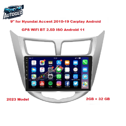Autoglo Australia 9" Carplay Android BT GPS Stereo For Hyundai Accent (2010-2019)