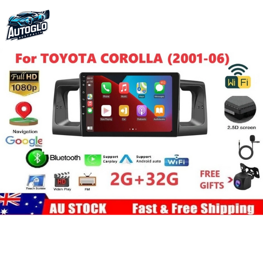 Autoglo Australia 9" (2G+32G) GPS BT WiFi CARPLAY ANDROID Stereo For TOYOTA COROLLA (2001-06)