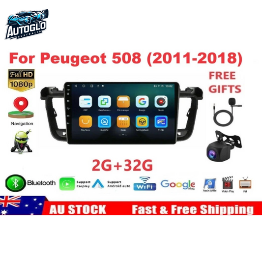 Autoglo Australia 9" (2G+32G) GPS BT CARPLAY ANDROID 13 PEUGEOT 508 (2011-18)-FREE GIFTs