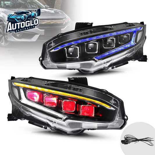 VLAND LED Projector Headlights For 10th Gen Honda Civic Sedan / Coupe / Hatchback / Type R 2016-2020 With Start-up Animation