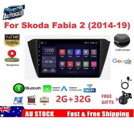 Autoglo Australia 9" Android 13 Carplay BT GPS WiFi Stereo for SKODA FABIA 2 (2014-18) 2GB+32G