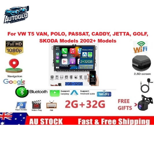 Autoglo Australia 9" CarPlay Android Stereo For VW T5 POLO CADDY AMAROK GOLF JETTA TIGUAN SKODA