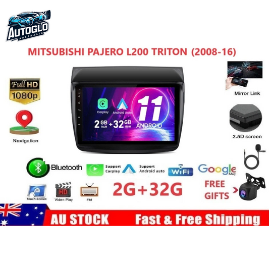 Autoglo Australia 9" CarPlay Android GPS BT For MITSUBISHI PAJERO TRITON 2GB+32GB (2008-16)