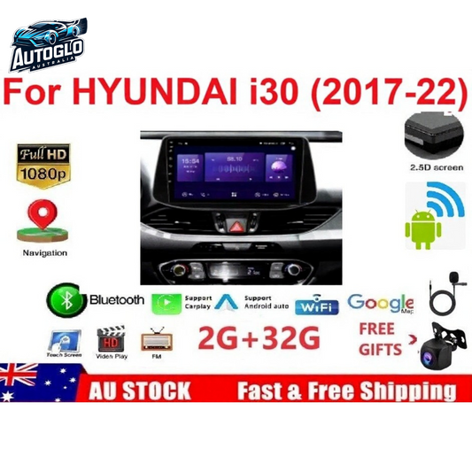 Autoglo Australia 9" (2G+32G) GPS BT WiFi CARPLAY ANDROID Stereo For HYUNDAI i30 (2017-22)