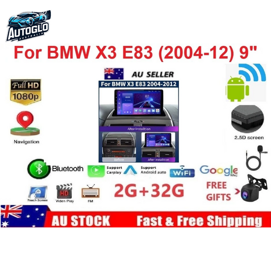 Autoglo Australia 9" (2GB+32G) Android Carplay BT GPS WiFi Stereo for BMW X3 E83 (2004-16)