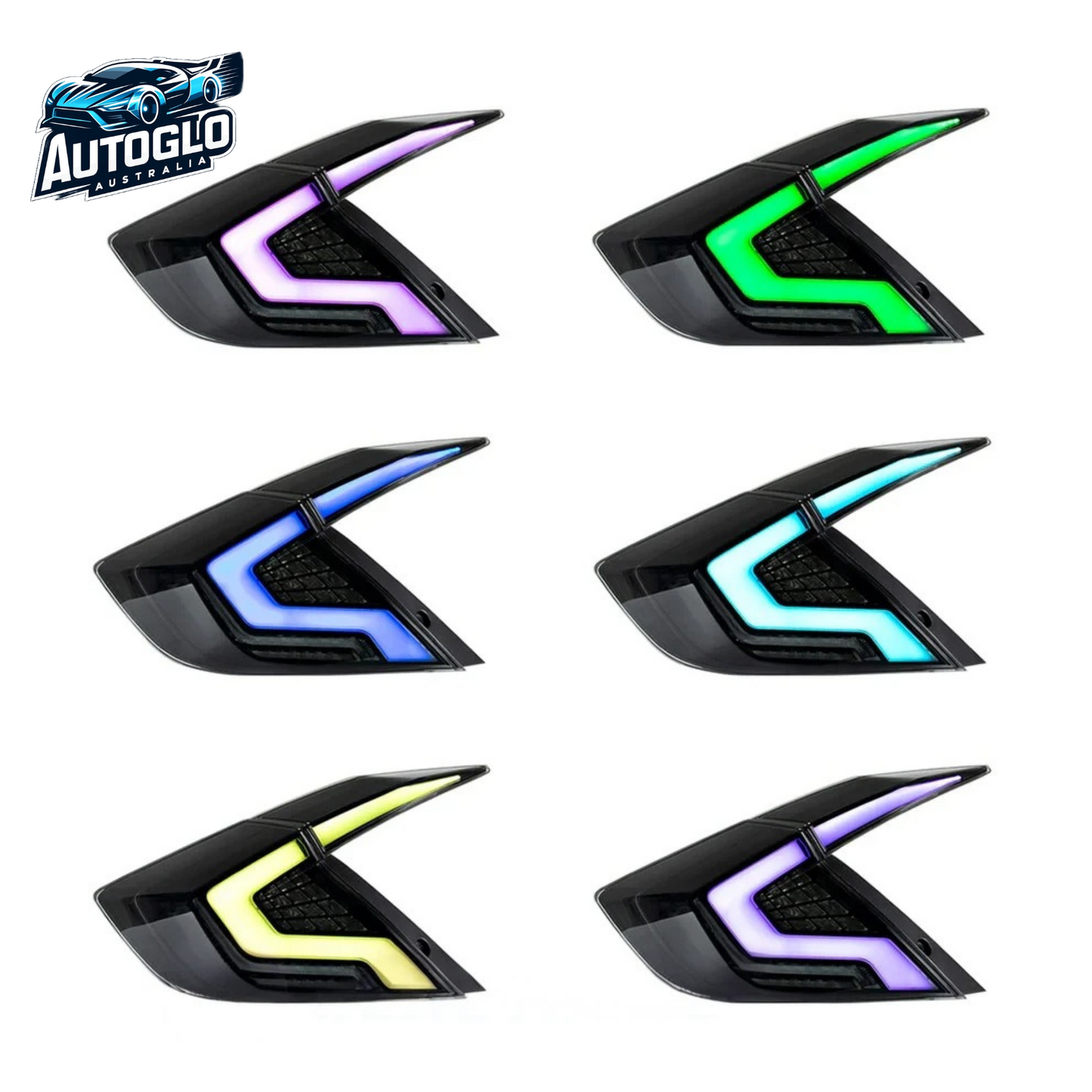 Autoglo Australia RGB LED Taillights Honda Civic 2016-2021 Colorful DRL Start UP Animation