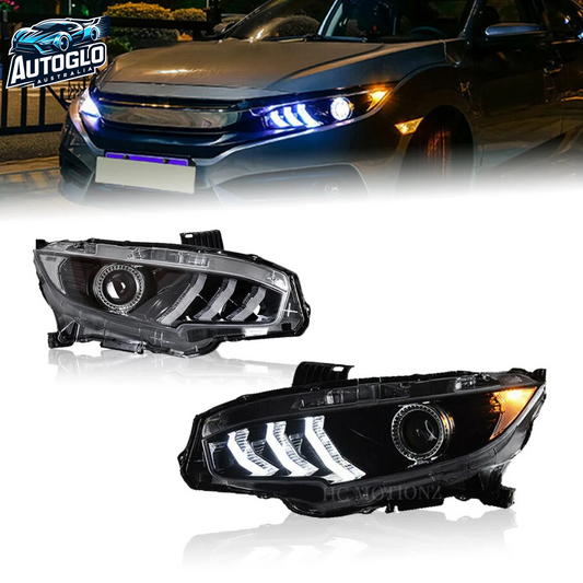 Autoglo Australia 10th Gen Mustang Style LED Headlight For 2016 - 2021 Honda Civic