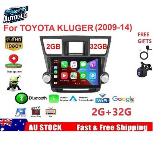 Autoglo Australia 10.1" (2GB+32GB) Android Stereo Carplay for TOYOTA KLUGER BT GPS WiFi (2009-14)