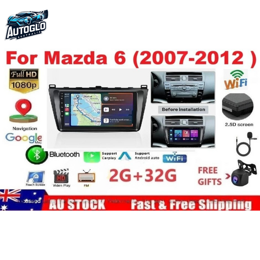 Autoglo Australia 9" (2GB+32GB) Android 13.0 Carplay BT GPS Stereo for MAZDA 6 (2007-12)