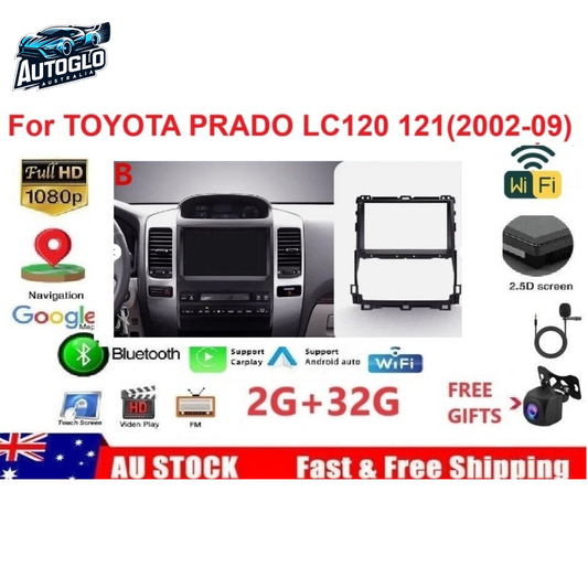 Autoglo Australia 9" CarPlay Android 13 GPS BT Stereo For TOYOTA PRADO LC120 FF (2002-10) 2GB+32GB
