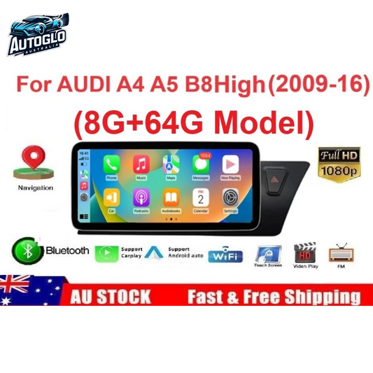Autoglo Australia 10.25" Android Carplay Stereo BT GPS For Audi A4 B8 A5 (2009-16 High)- 8G+64G