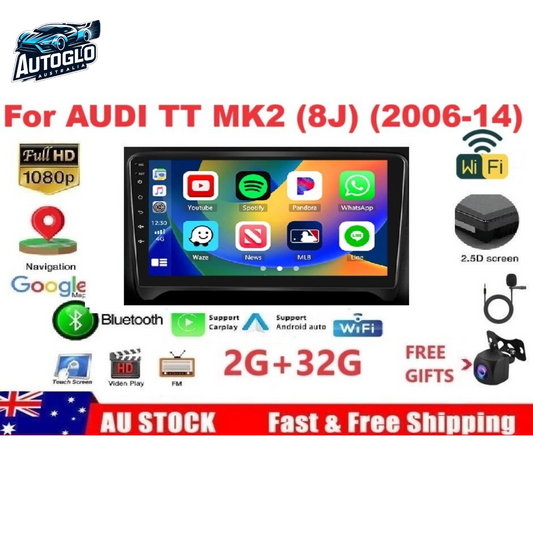 Autoglo Australia 9" (2+32G) Android 13 Carplay BT WiFi GPS Stereo for AUDI TT 8J MK2 (2006-14)